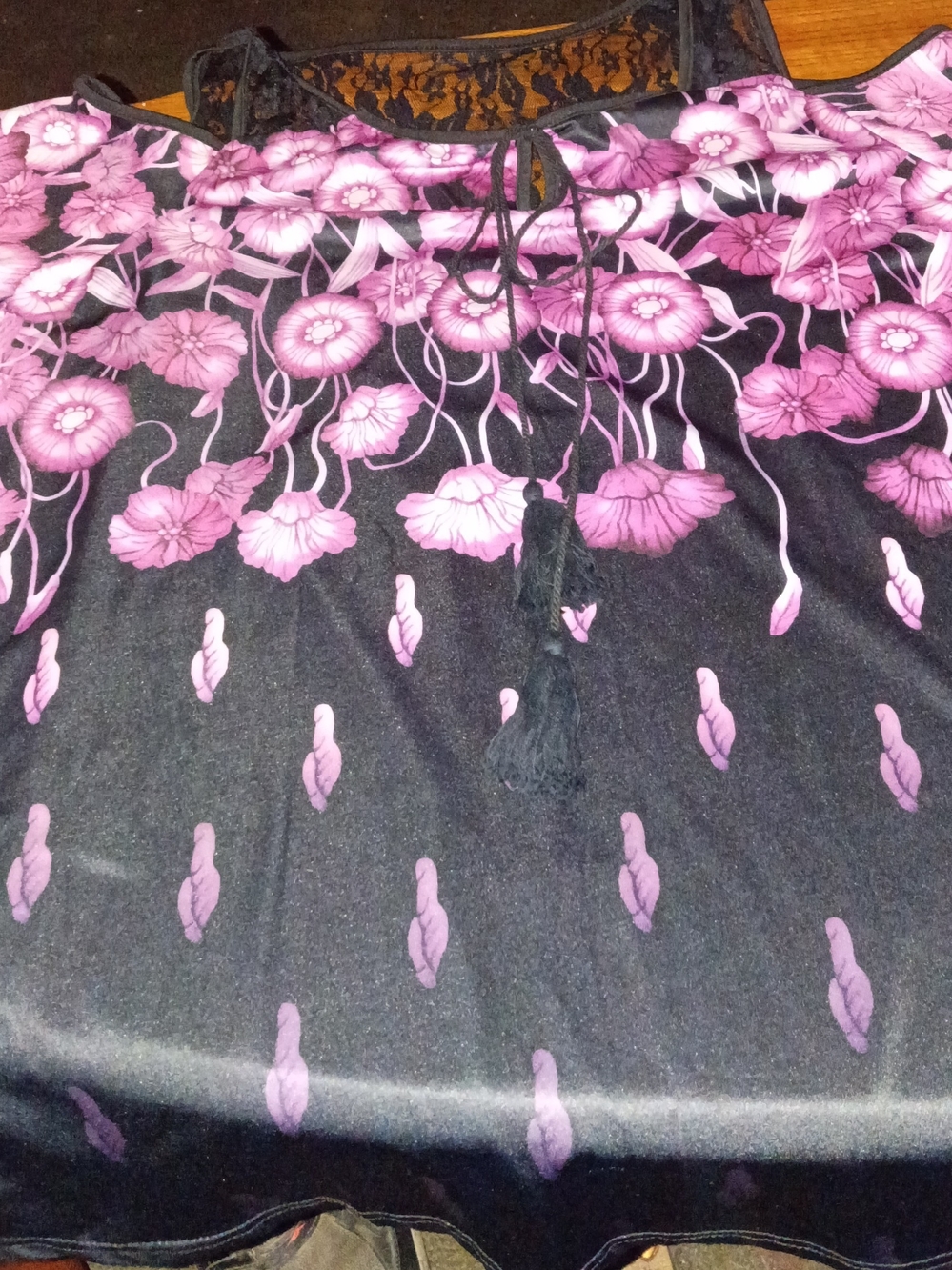 Black Top with Pink Floral Border